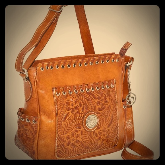 American West Leather Crossbody Handbag - Picture 1 of 6